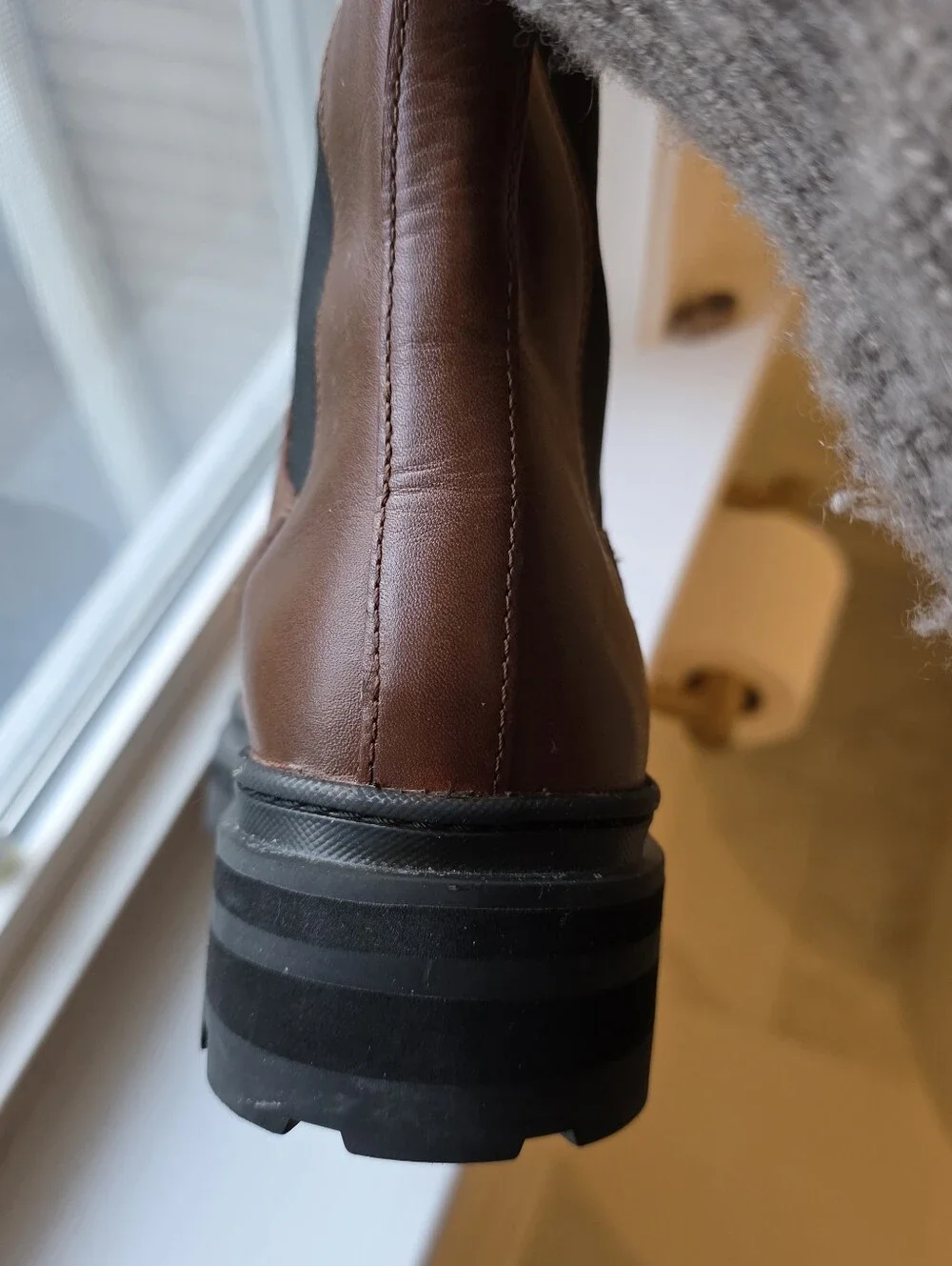 Madewell The Poppy Tall Lugsole Boots in brown leather 7.5 - Picture 7 of 9